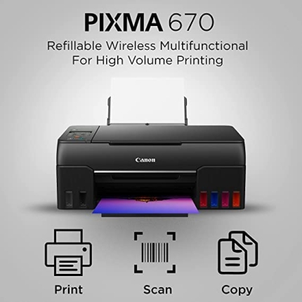 Canon PIXMA G670 6 Colour, Print,Scan,Copy, High Volume Printing photo... - BR Computer